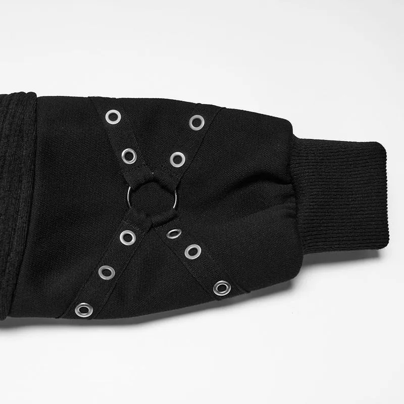 Punk-Herrenjacke mit Stehkragen, Reißverschluss und Ösen