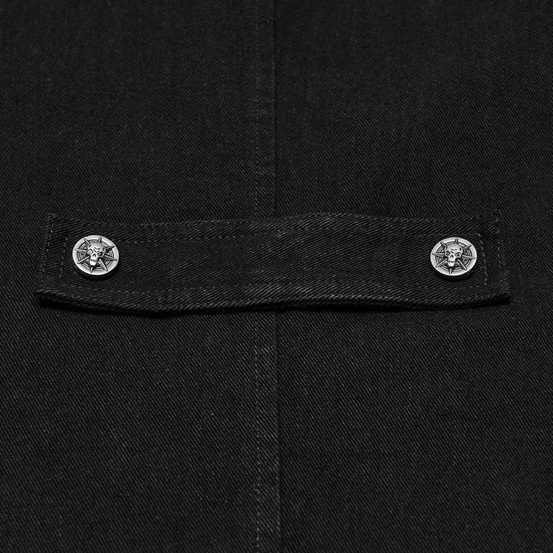 Herren-Techwear-Weste mit mehreren Taschen, Nietenbesatz und Stehkragen