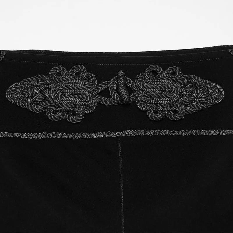 Schwarze Herrenhose im Gothic-Stil mit Applikationen, Schnürung und seitlichem Reißverschluss