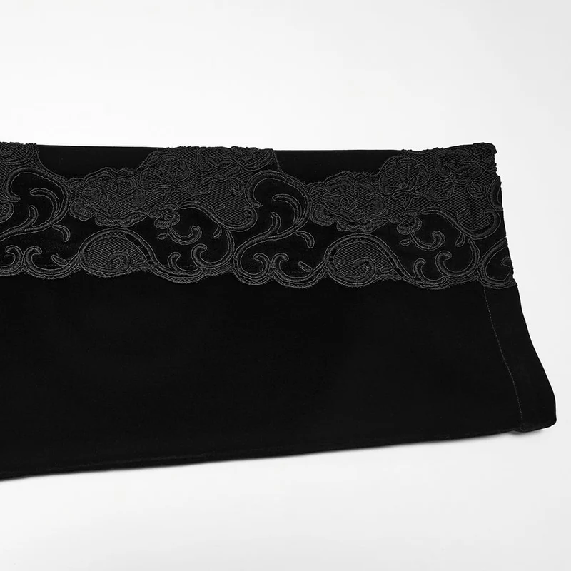 Schwarze Herrenhose im Gothic-Stil mit Applikationen, Schnürung und seitlichem Reißverschluss