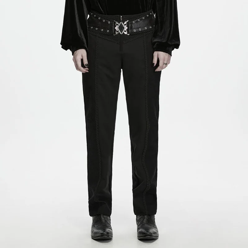Gothic-Herrenhose mit Ösen und Reißverschluss, schmal geschnitten