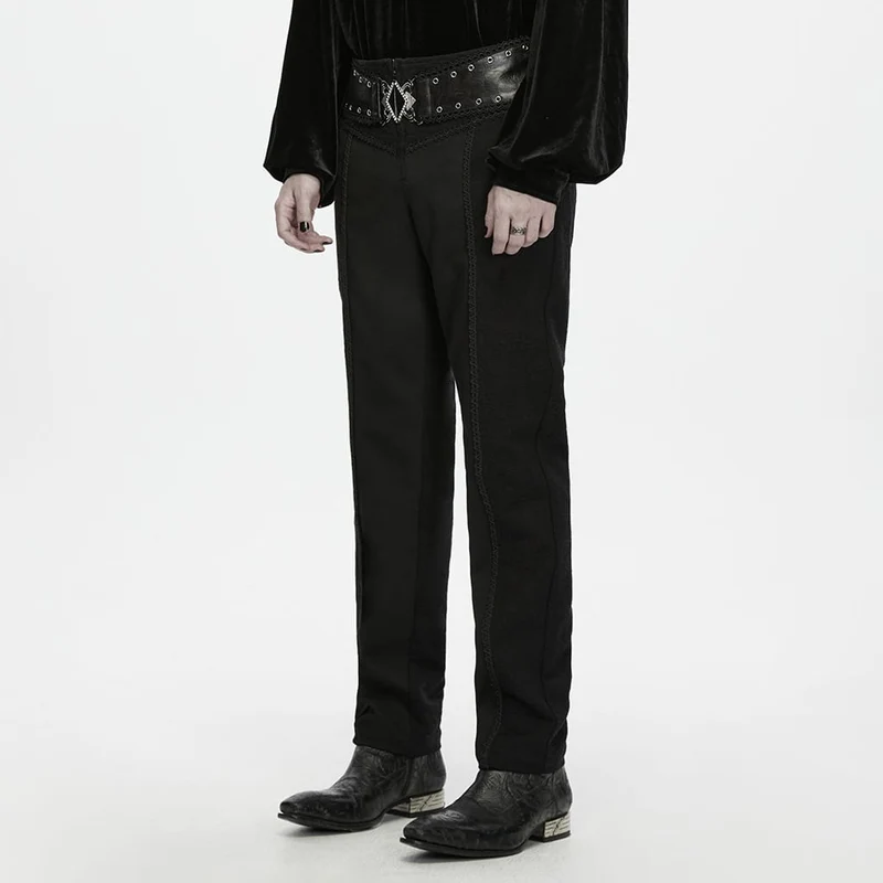 Gothic-Herrenhose mit Ösen und Reißverschluss, schmal geschnitten