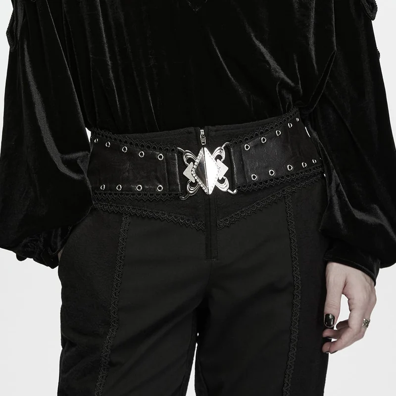 Gothic-Herrenhose mit Ösen und Reißverschluss, schmal geschnitten