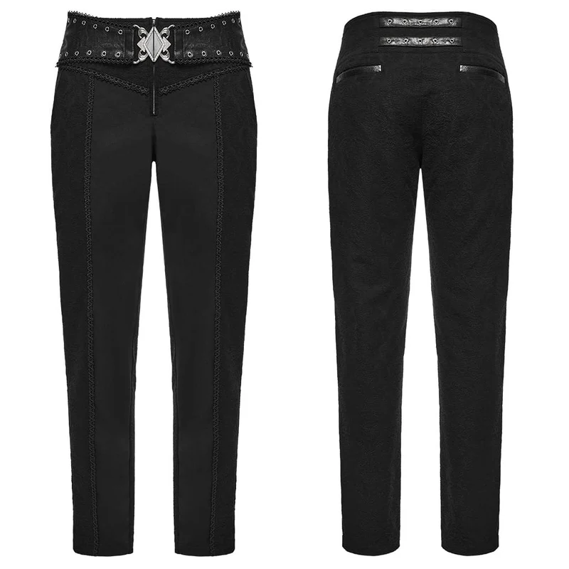 Gothic-Herrenhose mit Ösen und Reißverschluss, schmal geschnitten
