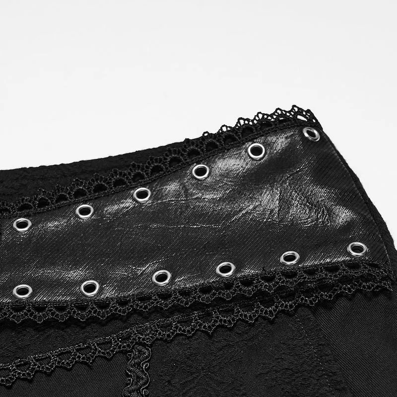Gothic-Herrenhose mit Ösen und Reißverschluss, schmal geschnitten