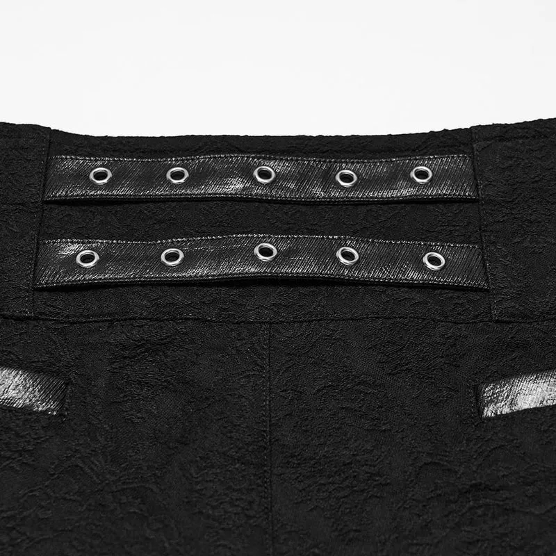 Gothic-Herrenhose mit Ösen und Reißverschluss, schmal geschnitten