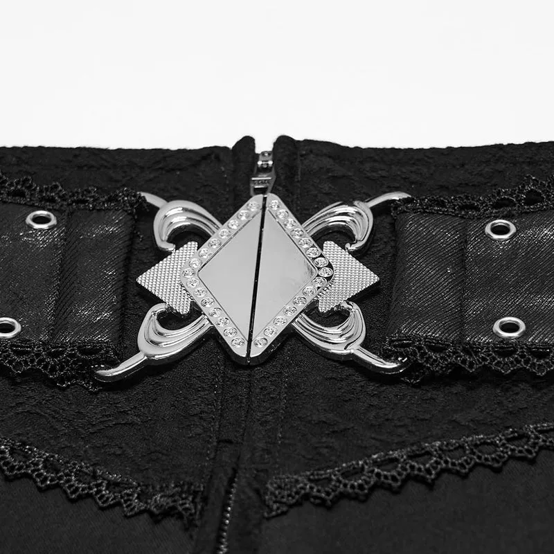 Gothic-Herrenhose mit Ösen und Reißverschluss, schmal geschnitten