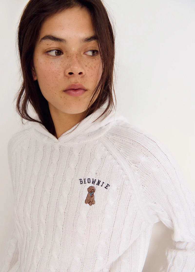 Braided embroidered sweater
