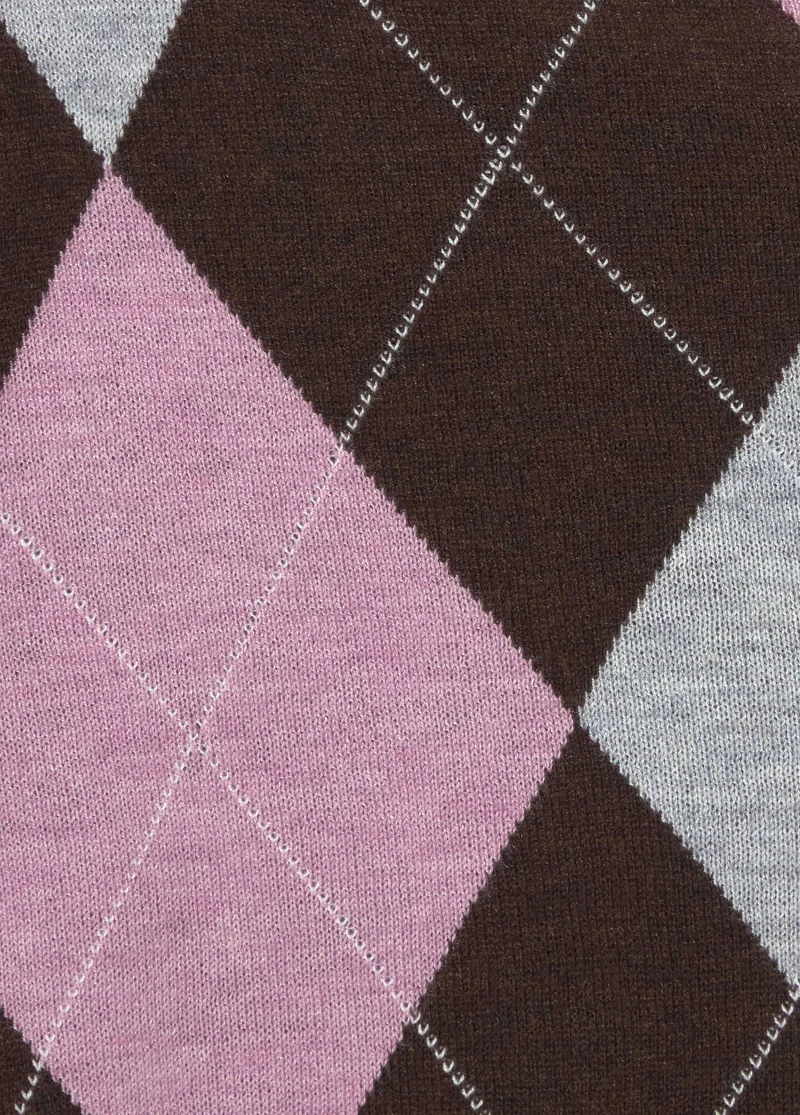 Asymmetrical diamond-patterned sweater