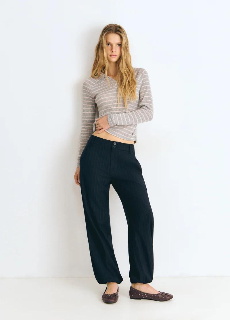 Striped hooded T-shirt