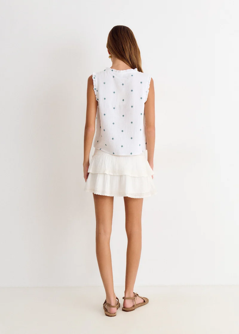 Double-layer blouse with embroidery