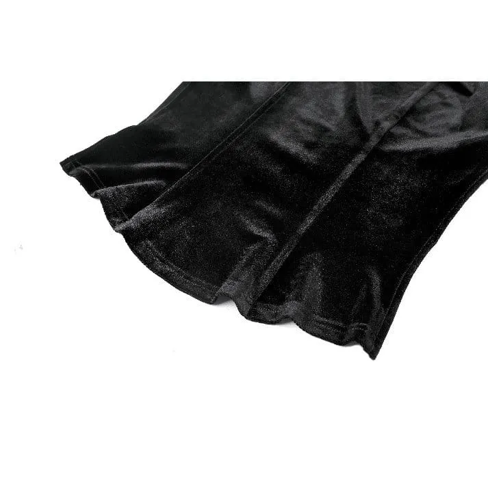 Gothic-Samttop für Damen mit floralem Spitzen-Patchwork, schulterfreiem Design und Glockenärmeln