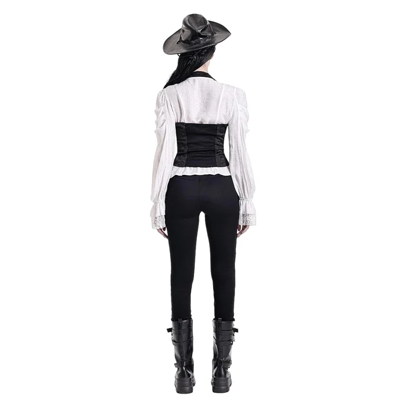 Gothic-Skinny-Hose für Damen mit floraler Spitzenapplikation und Schnürung