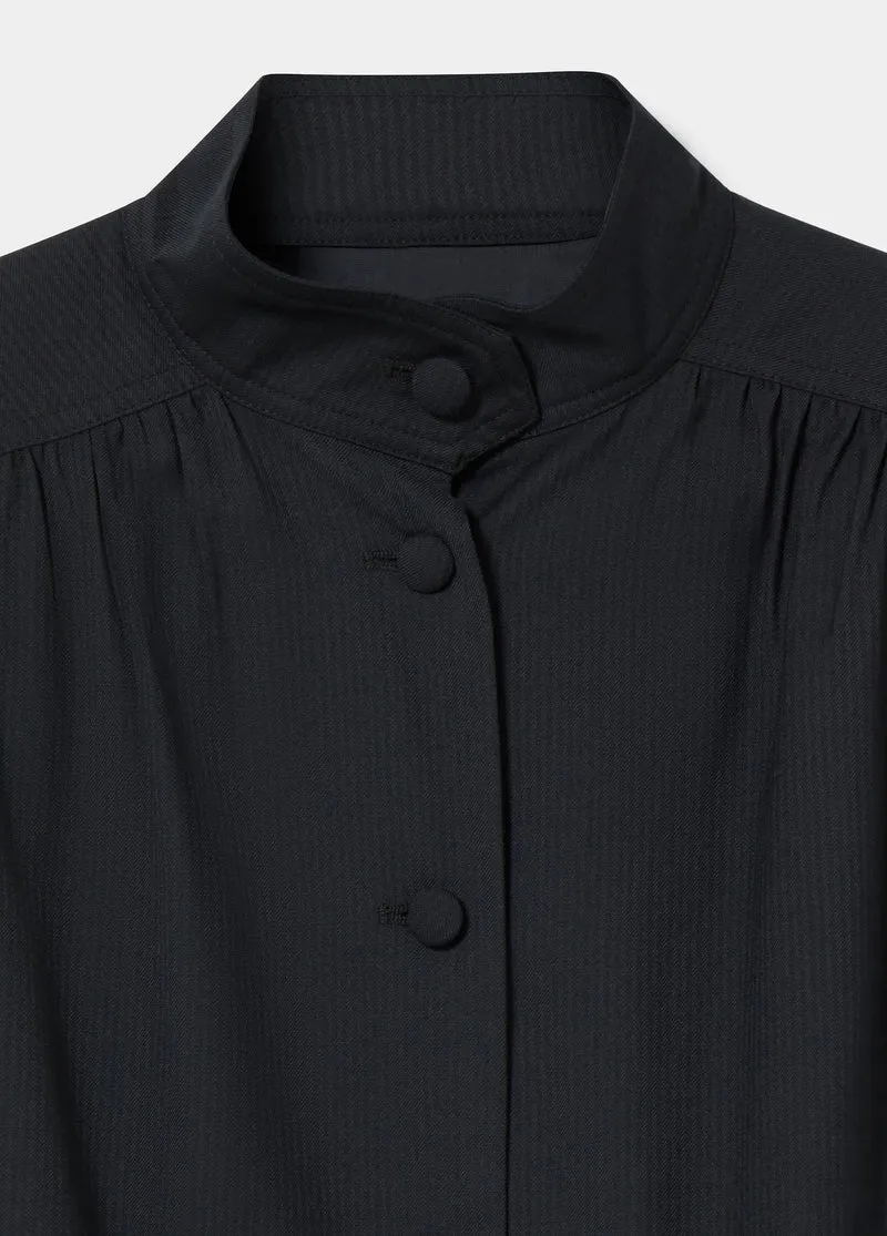 Gathered bomber jacket with buttons
