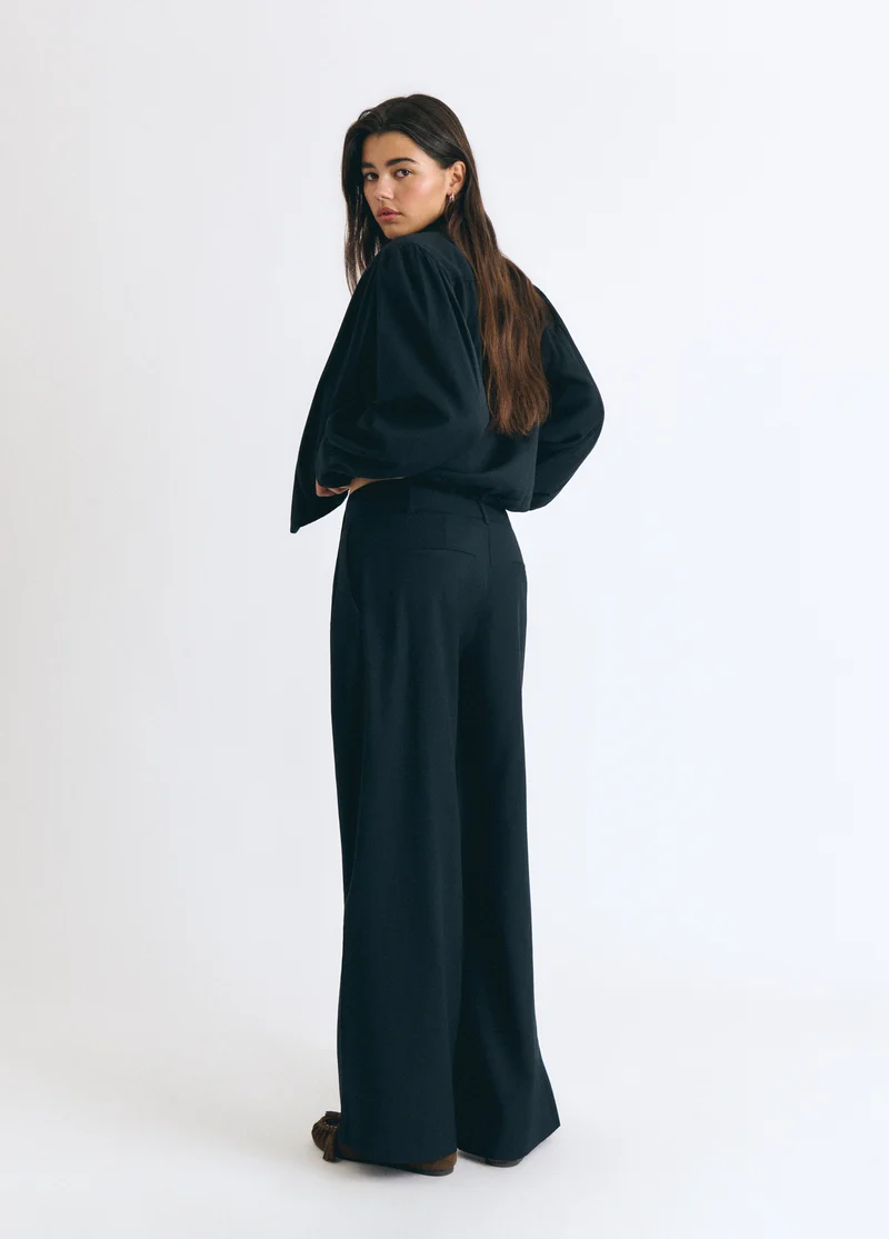 Plain faux-pleat trousers