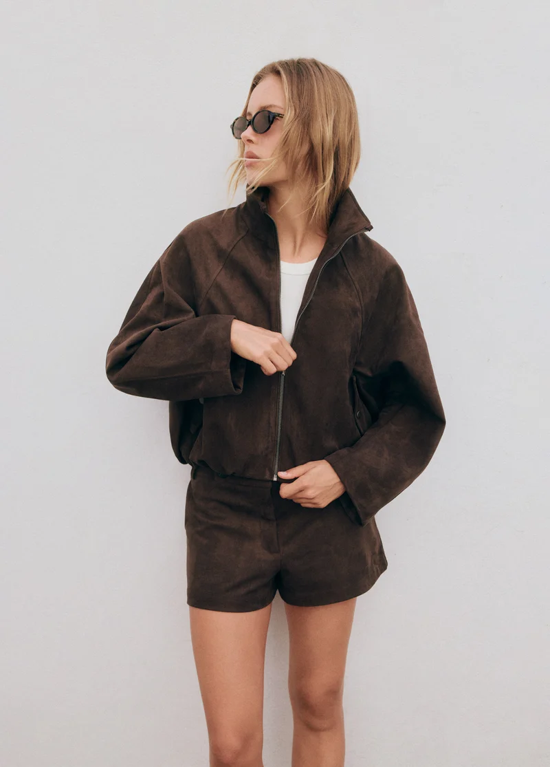 Suede-effect puffer jacket
