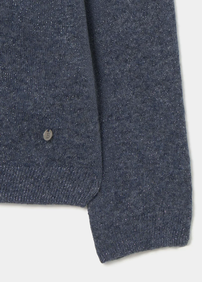 Metallic boat-neck sweater