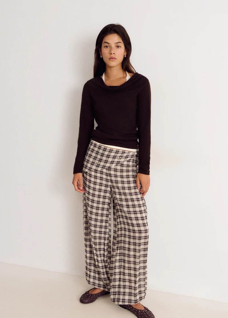 Plaid harem pants with scarf
