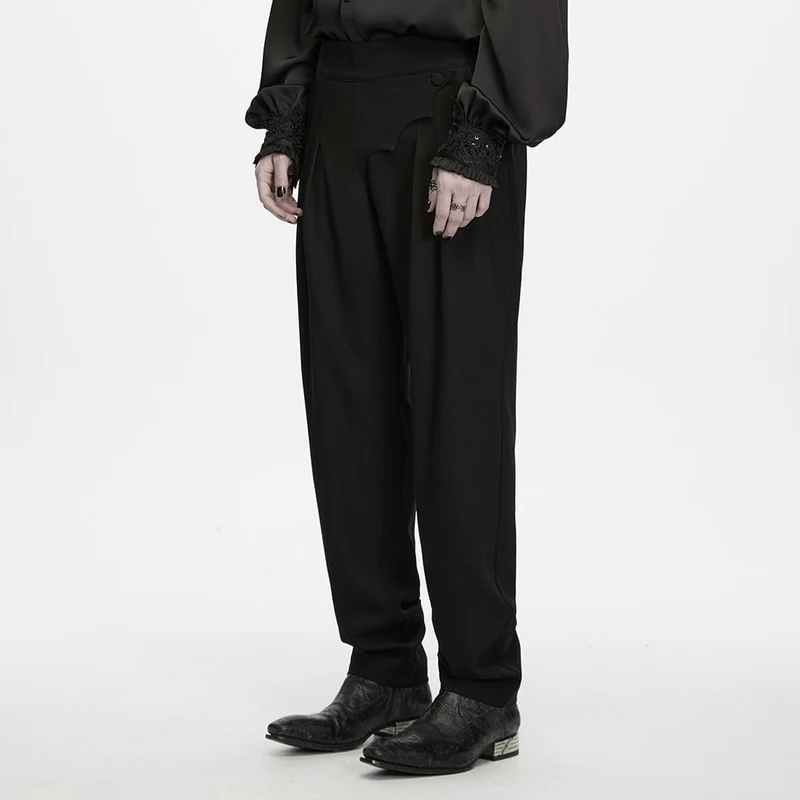 Gothic-Herrenhose mit asymmetrischem Fledermausärmel-Schnitt und Falten