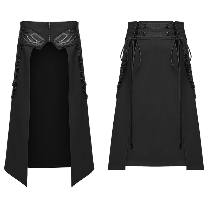 Herren-Techwear-Rock mit Nieten und Kettenverzierung zum Schnüren