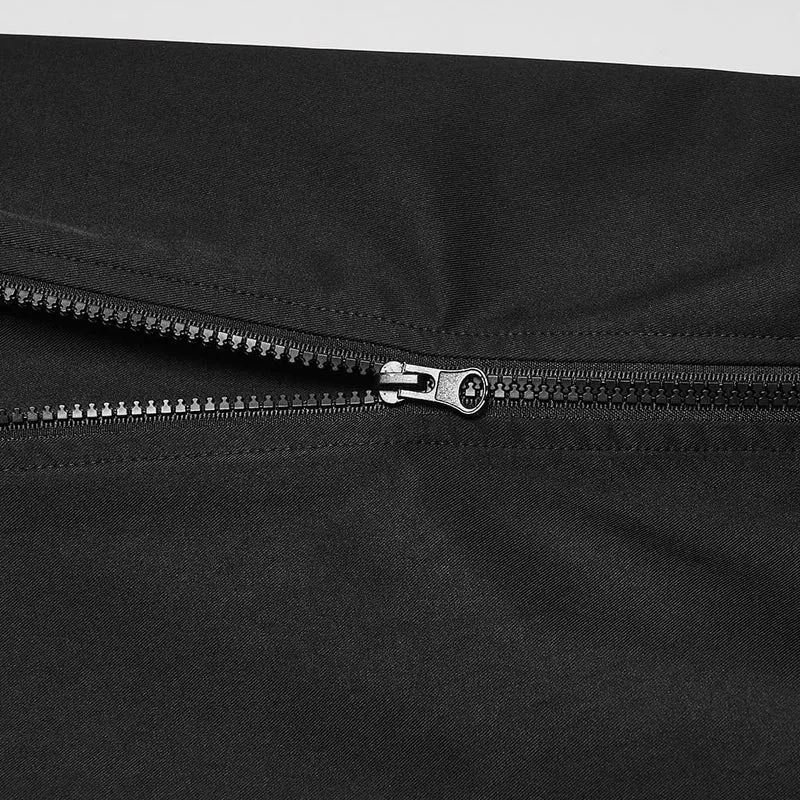 Herren Techwear Hose mit Schnallenriemen, Reißverschluss und weitem Bein