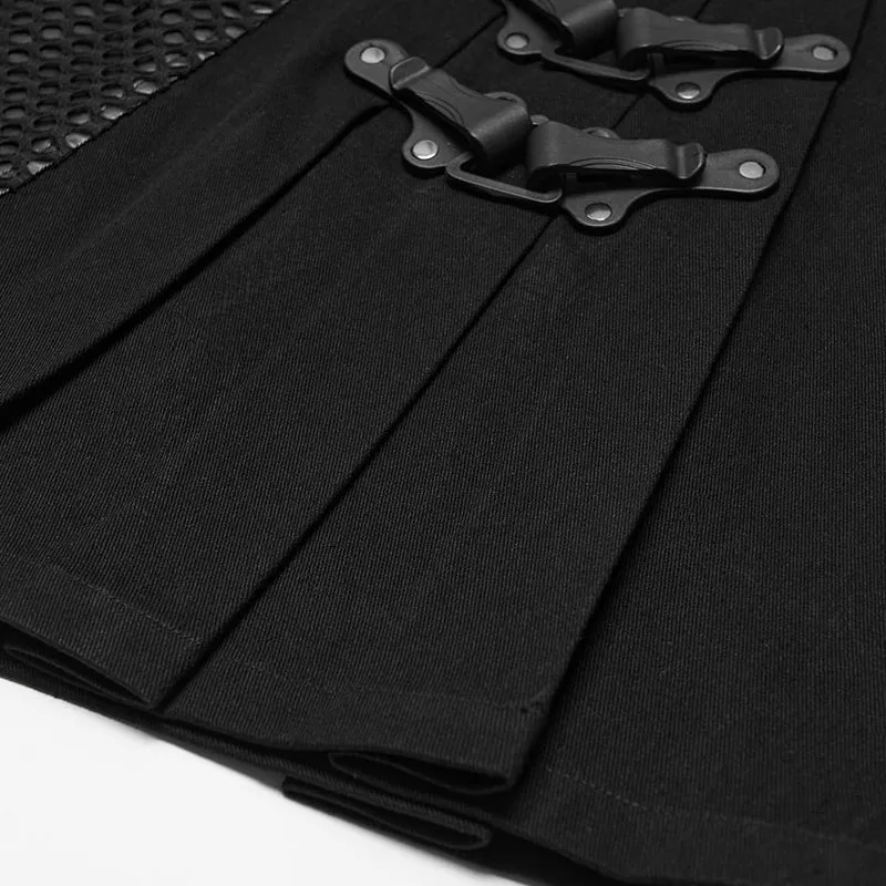 Herren-Punk-Rock mit Schnallenriemen, Falten und Patchwork-Design
