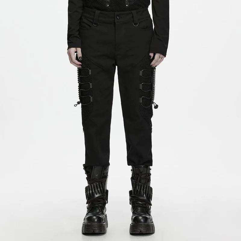 Herren Techwear Mesh Splice Schnallenriemenhose