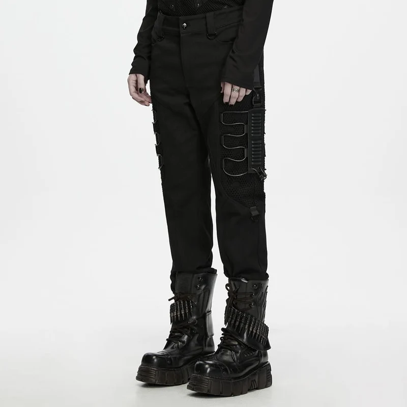 Herren Techwear Mesh Splice Schnallenriemenhose