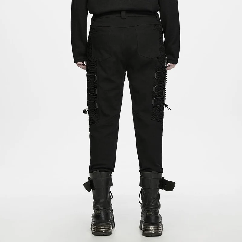 Herren Techwear Mesh Splice Schnallenriemenhose