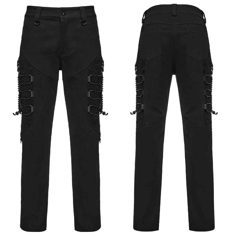 Herren Techwear Mesh Splice Schnallenriemenhose