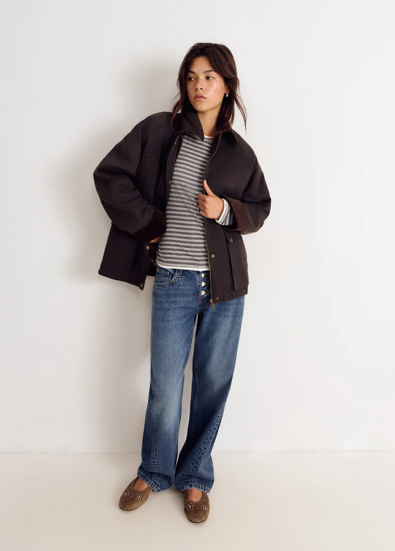 Chaqueta encerada con chaleco borrego