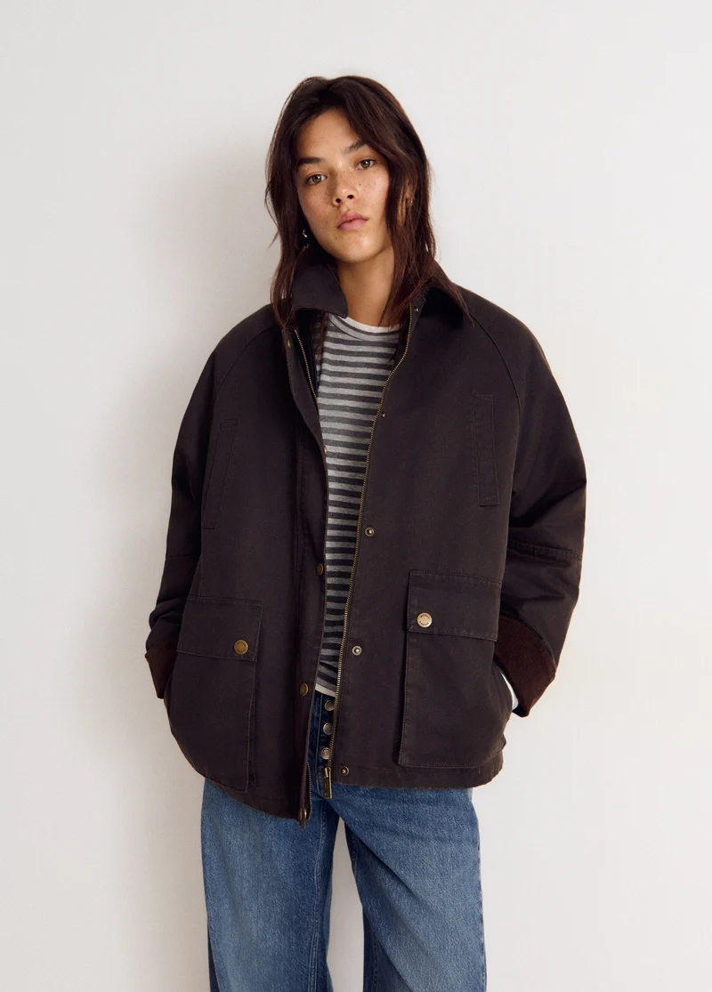 Chaqueta encerada con chaleco borrego