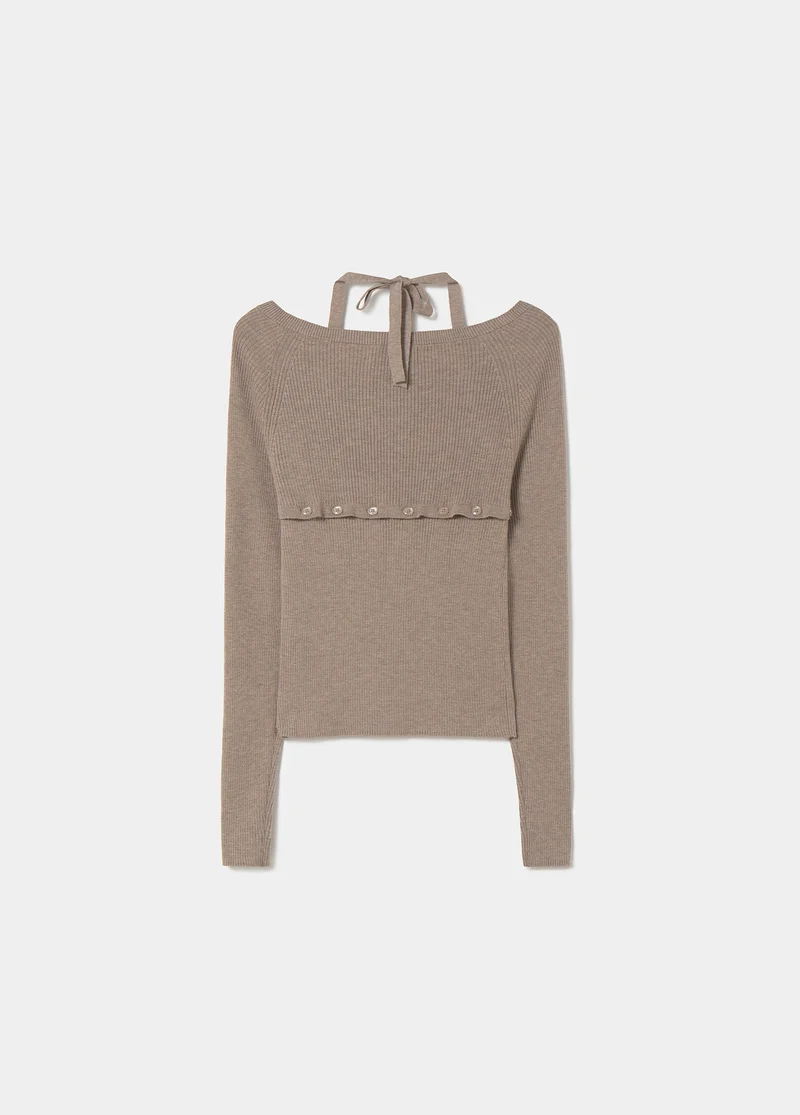 Button-front halter top