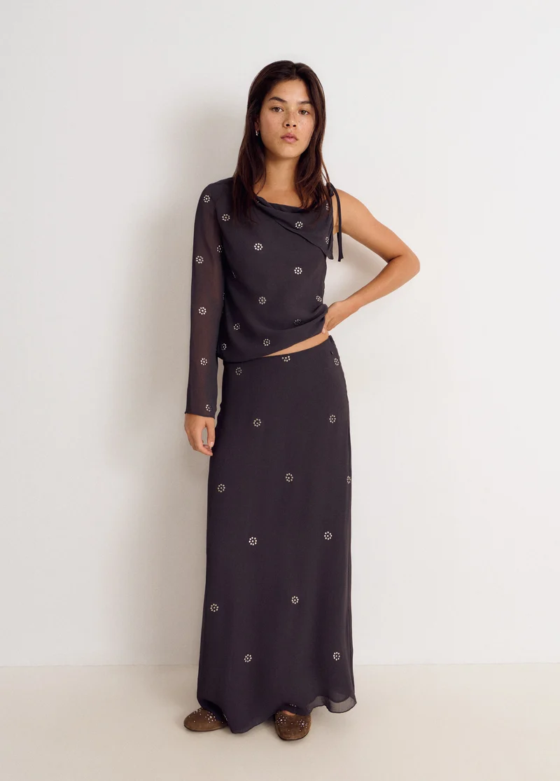 Long skirt with stud details