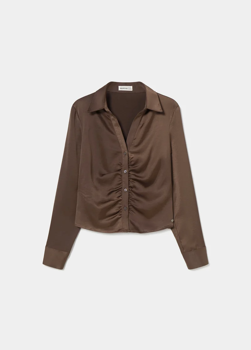 Ruched satin shirt