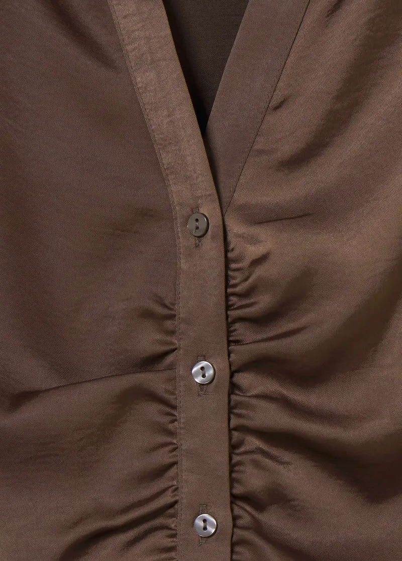 Ruched satin shirt