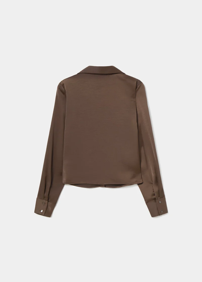 Ruched satin shirt