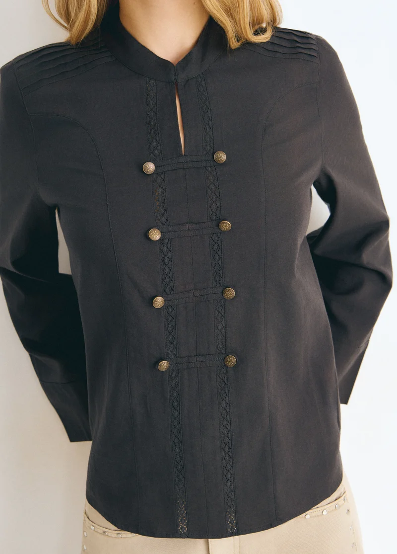 Napoleon-style button blouse