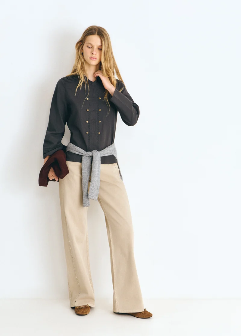 Napoleon-style button blouse