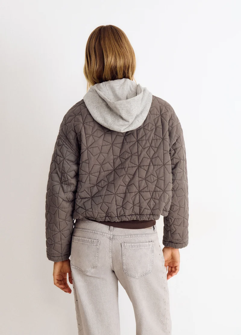 Washed-effect star and hooded jacket