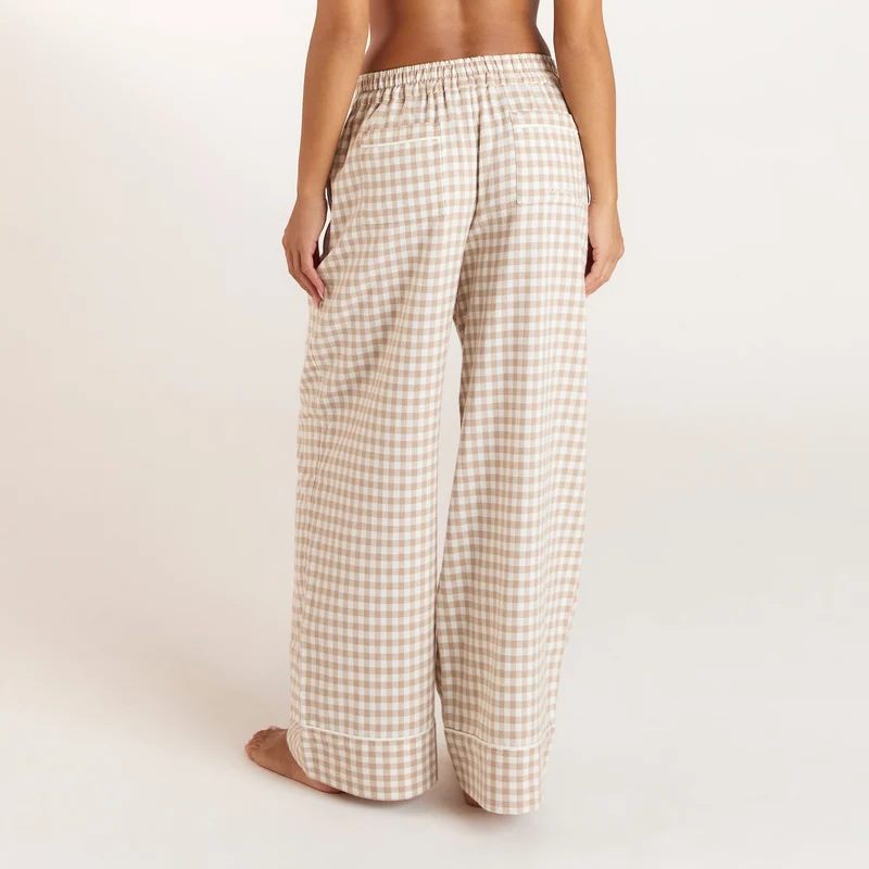 Gingham Pyjama Hose - Beige