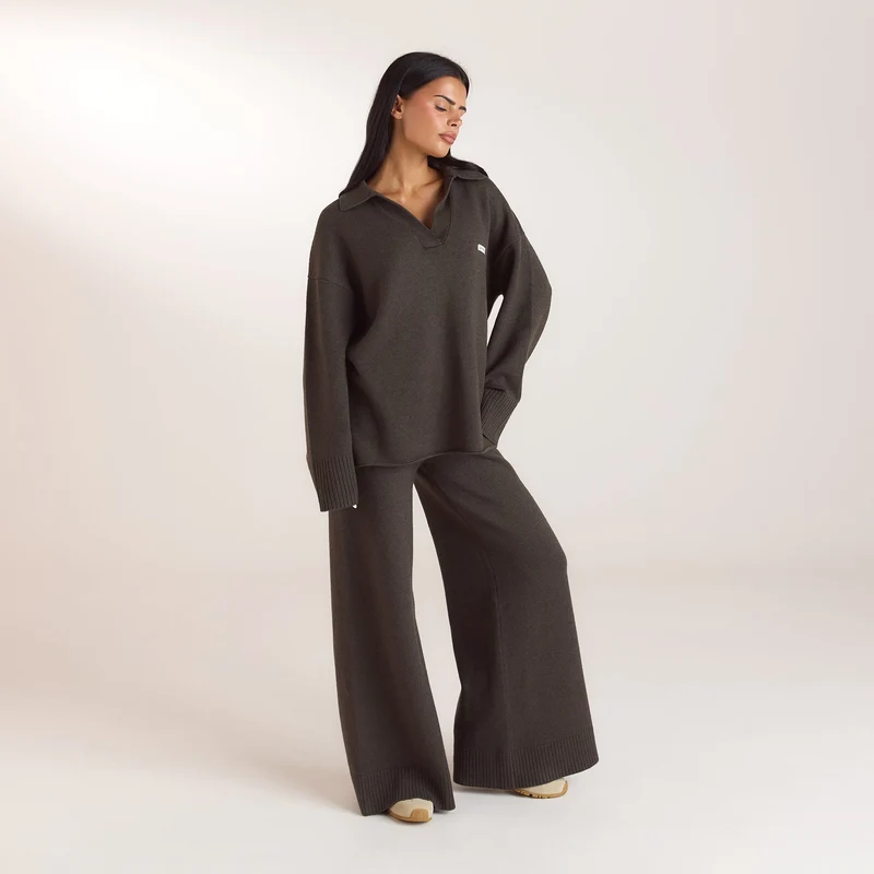 Oversize Strickjacke mit V-Ausschnitt - Moosgrün