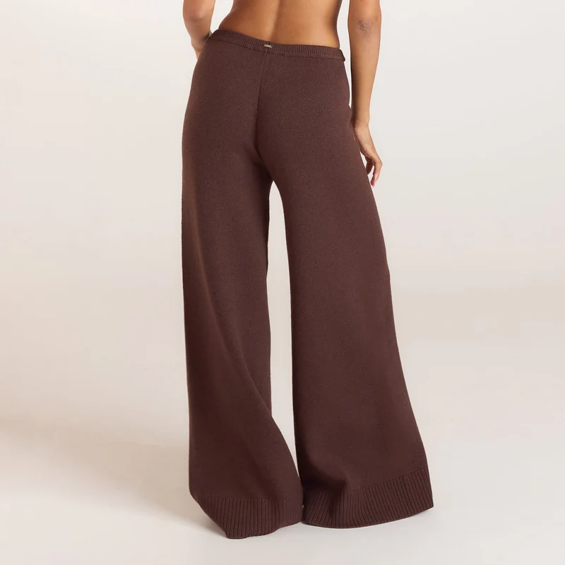 Strickhose mit weitem Bein - Schokolade