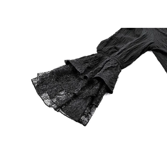 Gothic-Maxikleid mit Stehkragen, Guipure-Spitze und Glockenärmeln für Damen, Hochzeitskleid