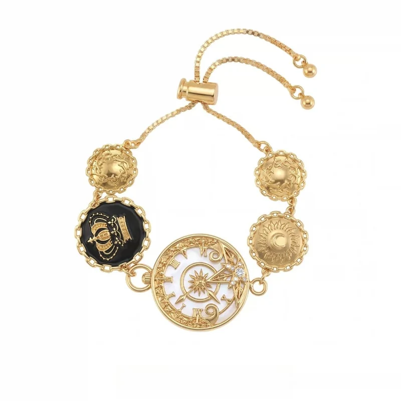 Grunge-Armband für Damen mit mehreren geprägten Medaillons
