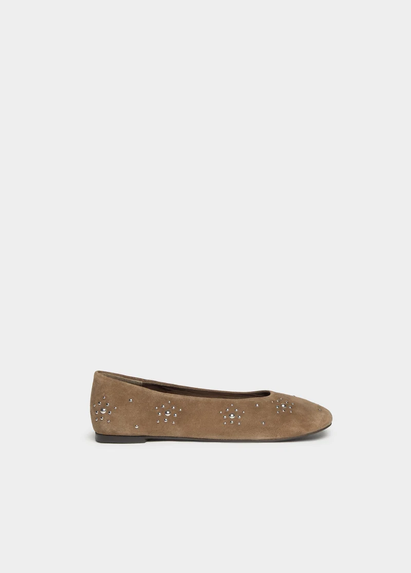 Suede ballerina flats with studs
