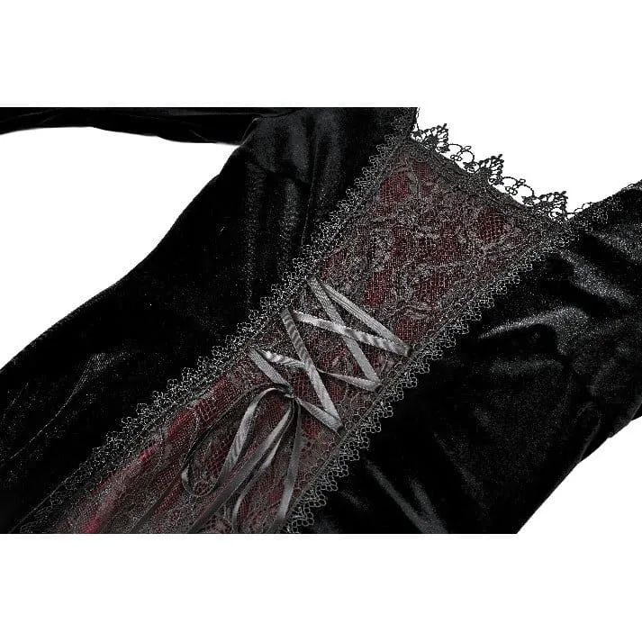 Gothic Maxikleid für Damen mit Schnürung, Farbblock-Design und Kapuze