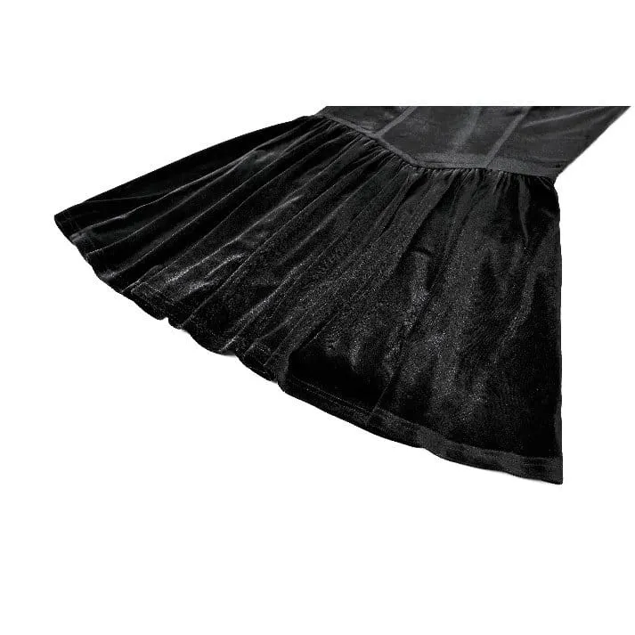 Gothic-Kleid für Damen mit Schnürung, eckigem Kragen und ausgestellten Ärmeln – Abschlusskleid