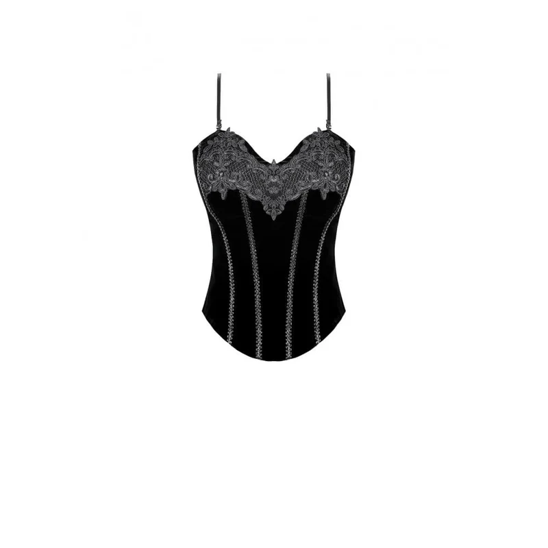 Gothic-besticktes, geschnürtes Samt-Überbrustkorsett für Damen
