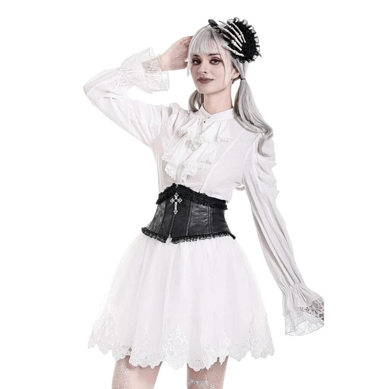 Gothic-Unterbrustkorsett für Damen mit floral geprägter Spitze